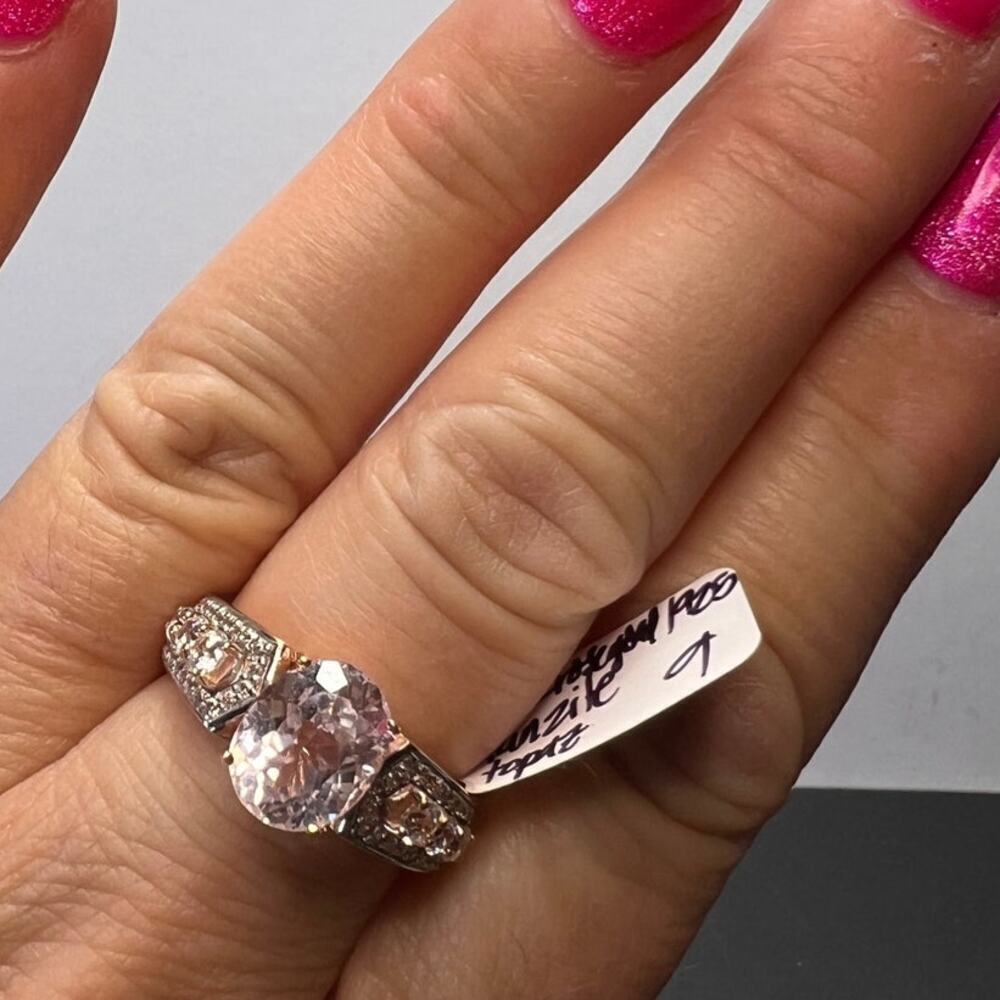Pink Kunzite Rose Gold Over Sterling Silver Ring size 9